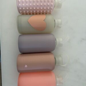 Set of Five Pastel Silicone Baby Bottles
